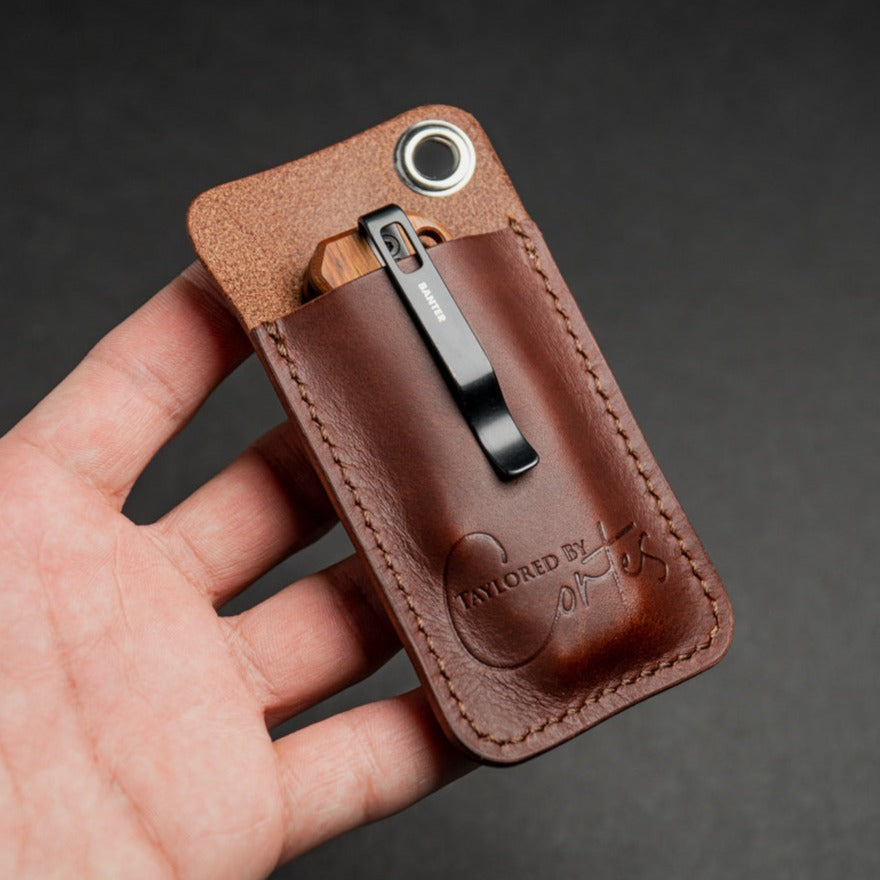 Tobacco Leather EDC Pocket knife slip