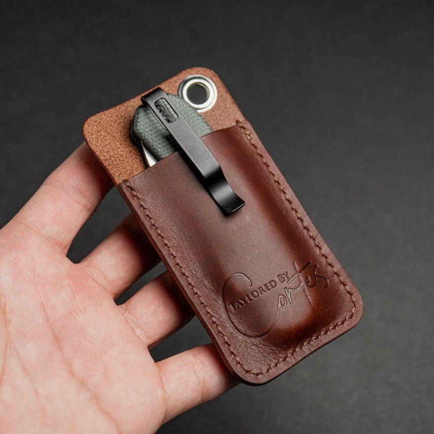 Tobacco Leather EDC Pocket knife slip