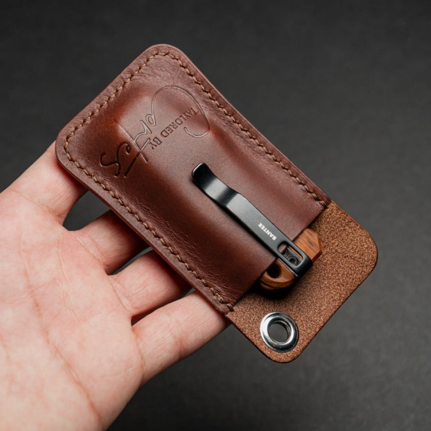 Tobacco Leather EDC Pocket knife slip