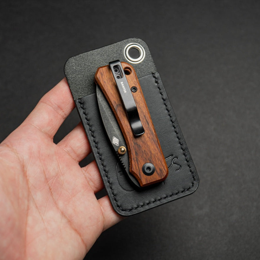 Black Leather EDC Pocket knife slip