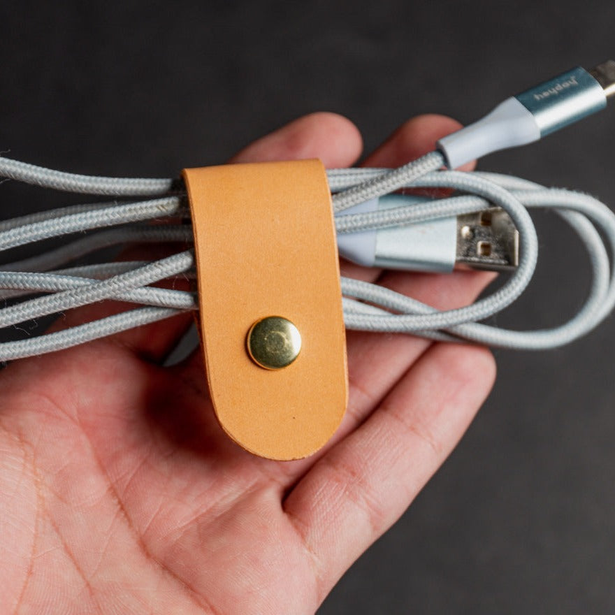 Leather cable organizers natural