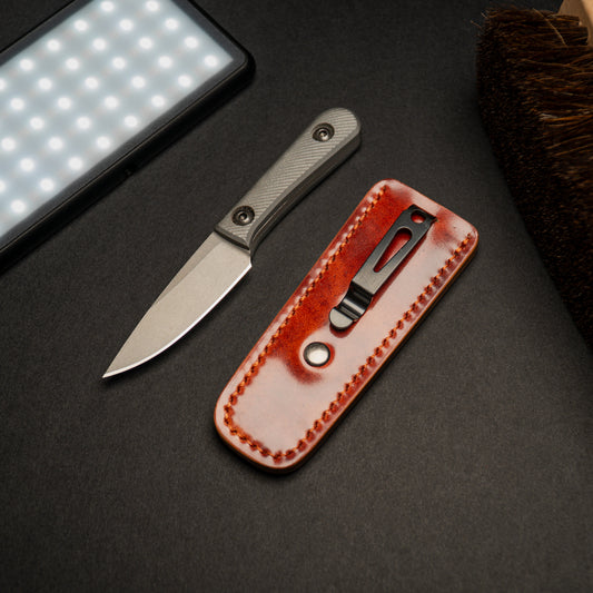 Ready to Ship - 2 Toned Cognac Museum Rocado & Wine Shinki Hikaku Shell Cordovan Pocket Sheath