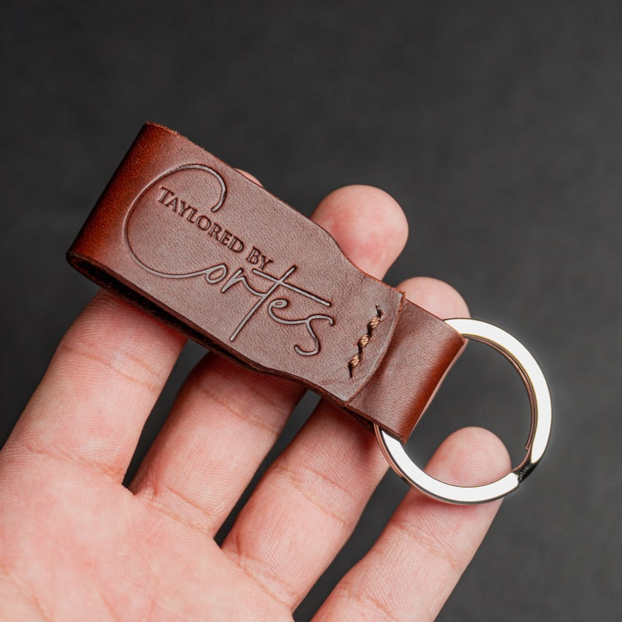 Stamped 2025 leather keychain